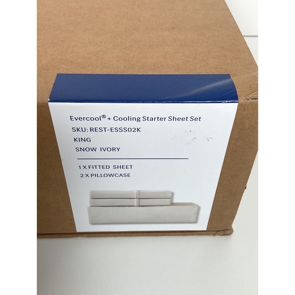 Rest 3 Piece Evercool+ Cooling Starter Sheet Set King Snow Ivory Open Box - Picture 3 of 8